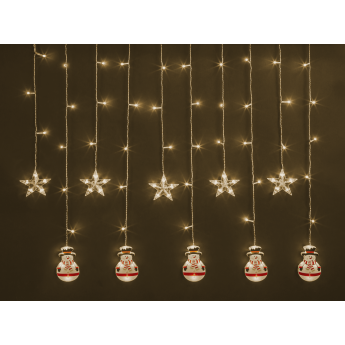 Гирлянда новогодняя светодиодная NAVIGATOR NGF-D037-01 бахрома звезды и снеговики WW 3*0.6м IP20