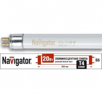 Лампа линейная NAVIGATOR NTL-Т4 860 G5 люминесцентная ЛЛ 20вт дневная