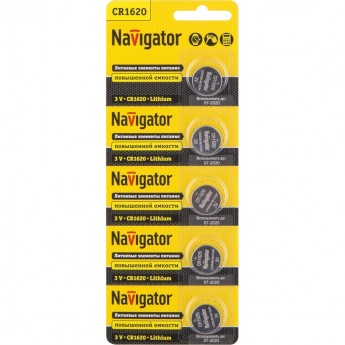 Батарейки NAVIGATOR серии NBT-CR1620-BP5 литиевые