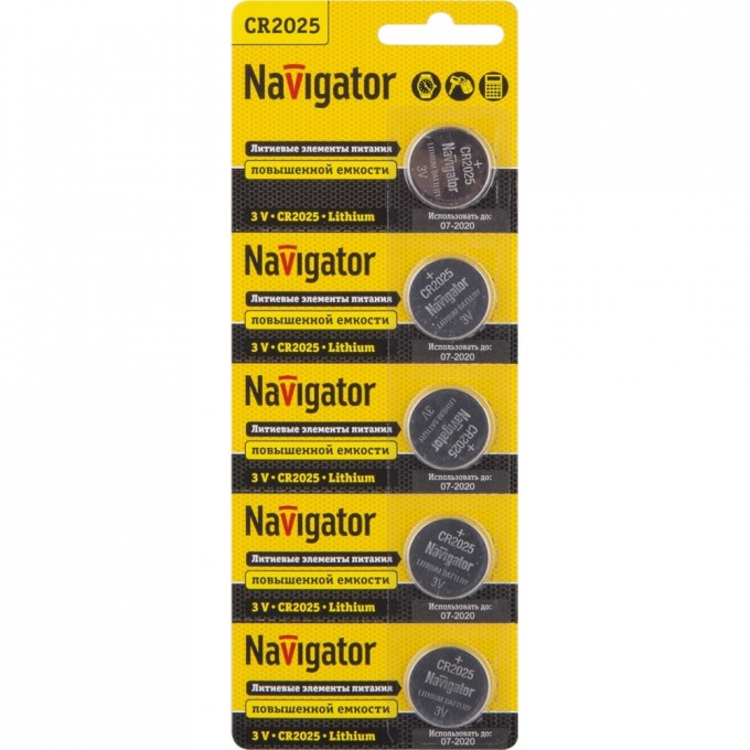 Батарейки NAVIGATOR серии литиевые NBT-CR2025-BP5