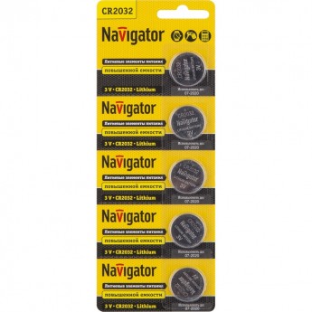 Батарейки NAVIGATOR серии NBT-CR2032-BP5 литиевые