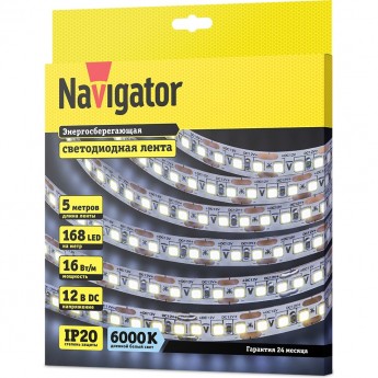 Лента увеличенной мощности NAVIGATOR серии NLS-2835CW168-16-IP20-12V