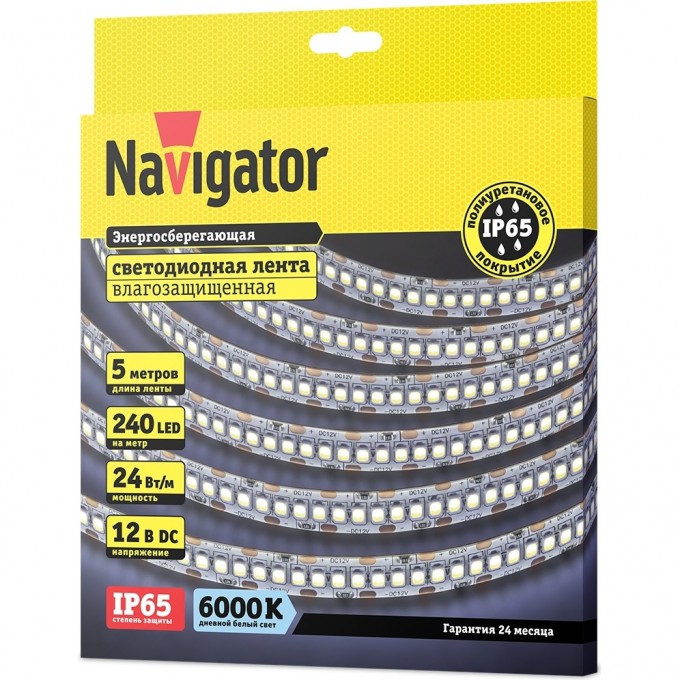 Лента увеличенной мощности NAVIGATOR серии NLS-2835CW240-24-IP65-12V