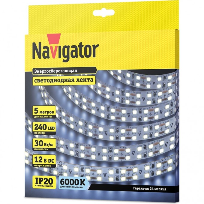 Лента увеличенной мощности NAVIGATOR серии NLS-2835CW240-30-IP20-12V