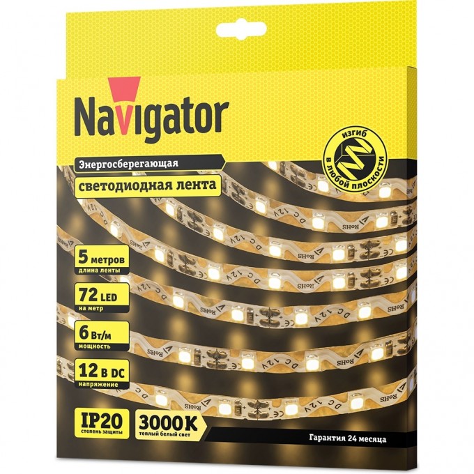 Лента NAVIGATOR серии NLS-2835WWST72-6-IP20-12V