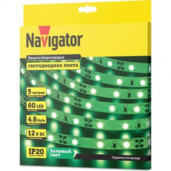 Светодиодная лента NAVIGATOR серии NLS-3528G60-4.8-IP20-12V R5 Светодиодная лента NAVIGATOR серии NLS-3528G60-4.8-IP20-12V R5