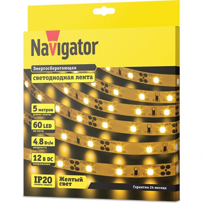 Светодиодная лента NAVIGATOR серии NLS-3528Y60-4.8-IP20-12V R5