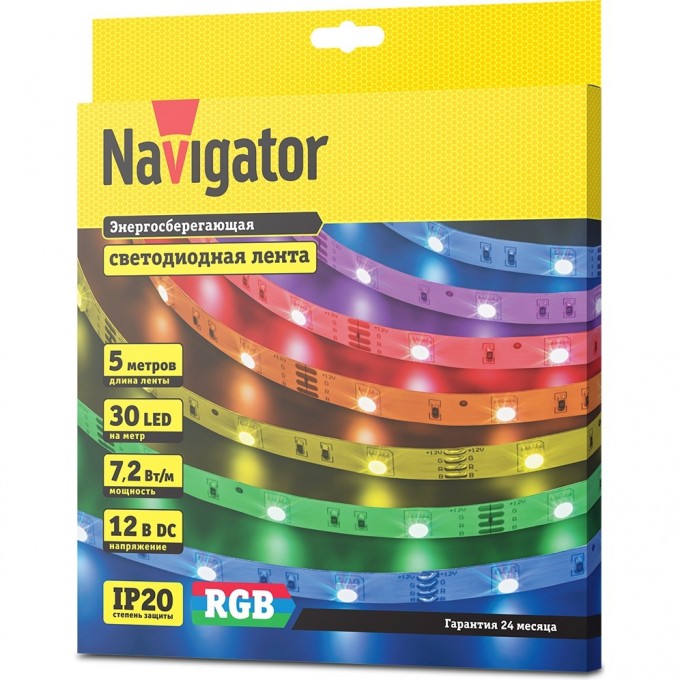 Светодиодная лента NAVIGATOR серии NLS-5050RGB30-7.2-IP20-12V R5