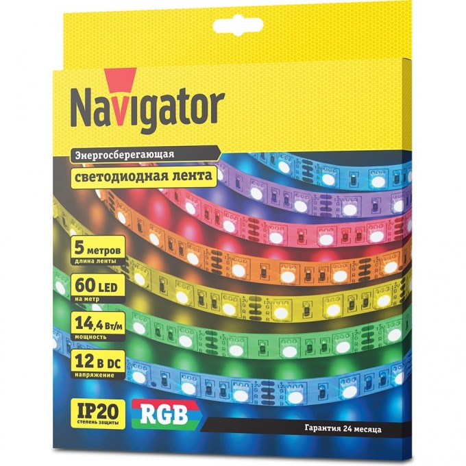 Светодиодная лента NAVIGATOR серии NLS-5050RGB60-14.4-IP20-12V R5