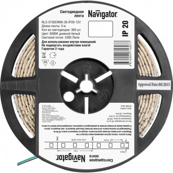 Светодиодная лента NAVIGATOR серии NLS-5730CW60-30-IP20-12V R5