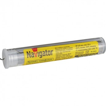 Припой с канифолью NAVIGATOR NEM-Pos01-61K-0.8-F10 (POS-61, KOLBA, 0.8 MM, 10 GR)