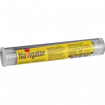 Припой с канифолью NAVIGATOR NEM-Pos01-61K-0.8-F16 (POS-61, KOLBA, 0.8 MM, 16 GR)