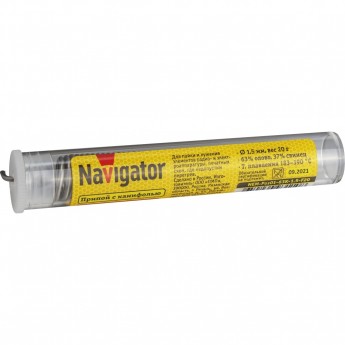 Припой с канифолью NAVIGATOR NEM-Pos01-63K-1.5-F20 (POS-63, KOLBA, 1.5 MM, 20 GR)