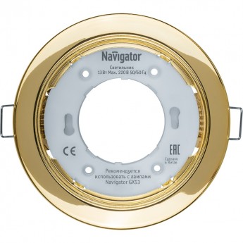 Встраиваемый декоративный поворотный светильник NAVIGATOR серии NGX NGX-R1-002-GX53 круг, золото Встраиваемый декоративный поворотный светильник NAVIGATOR серии NGX NGX-R1-002-GX53 круг, золото